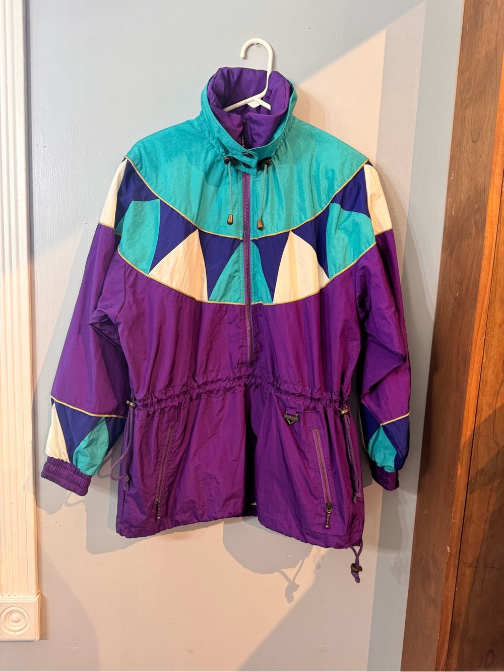 Vintage 80s 90s Fera Skiwear Colorblock Ski Jacket Anorak Womens 12 Retro PurpL